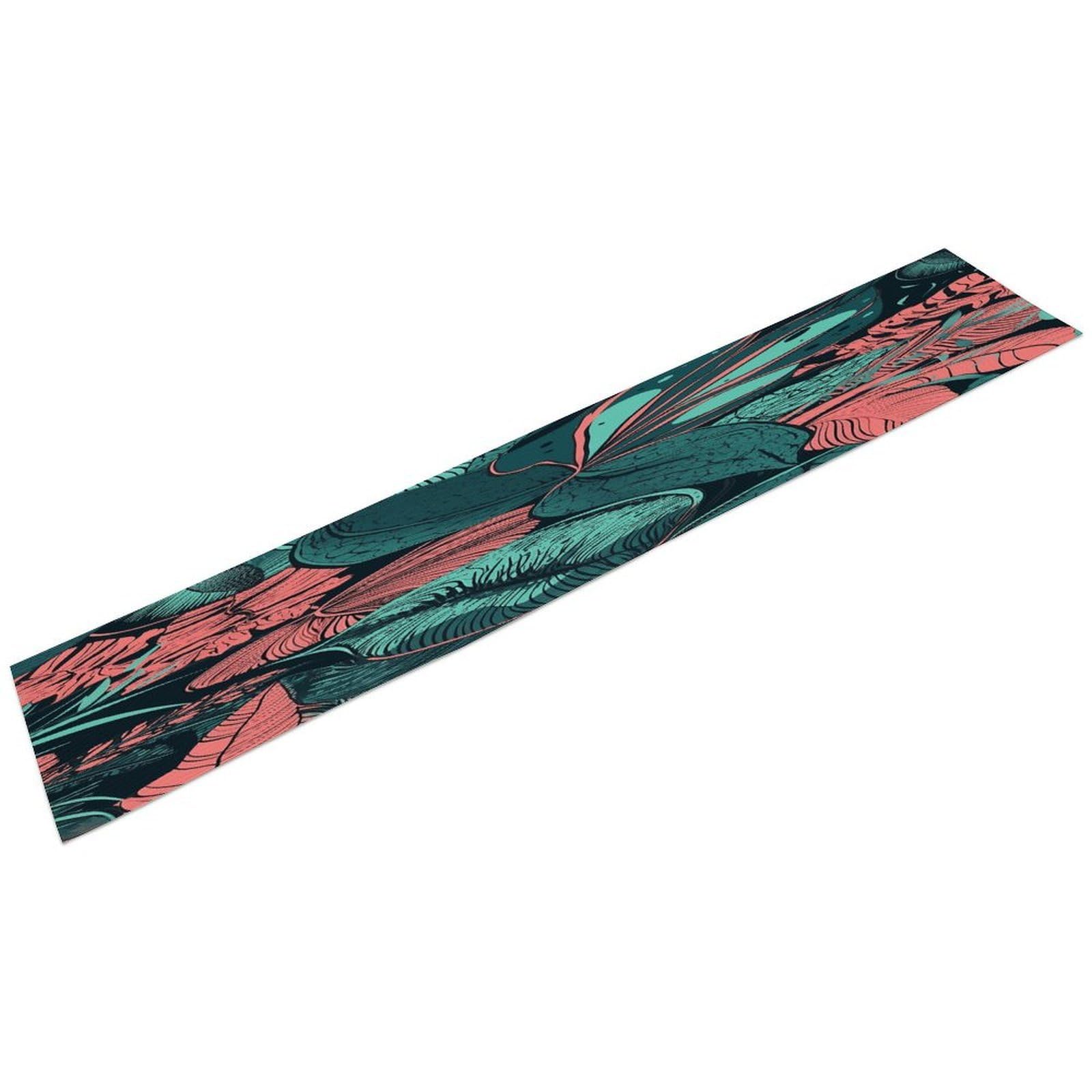 Btcowzrv Style Hand Drawn Tropical Leaves Linen Table Runner 72.4 Inches Long, Machine Washable Table Runner For Party Kitchen Dining Table Coffee Holiday Party Decor, 13.4"X72.4"
