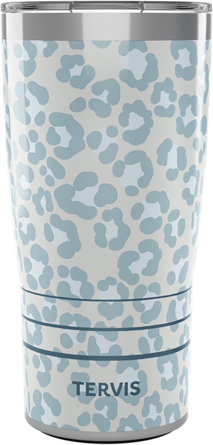 Tervis Traveler Lapis Leopard Animal Print Triple Walled Insulated Tumbler Travel Cup Keeps Drinks Cold & Hot, 20oz, Stainless Steel