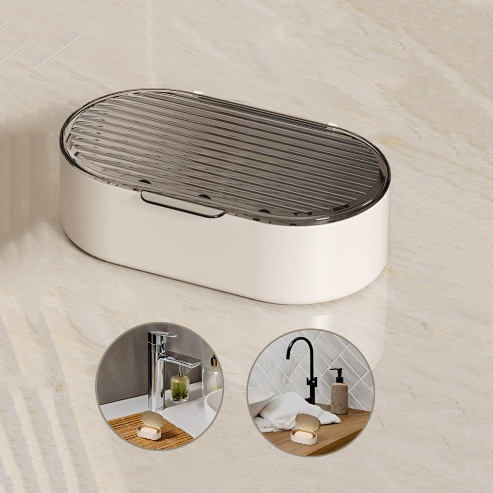 Sbomi Portasapone doppio strato con coperchio, Scatola per sapone, Porta Saponetta Bagno, contenitore portasapone, porta sapone solido perfetto per casa, bagno, viaggi, campeggio (Grigio)
