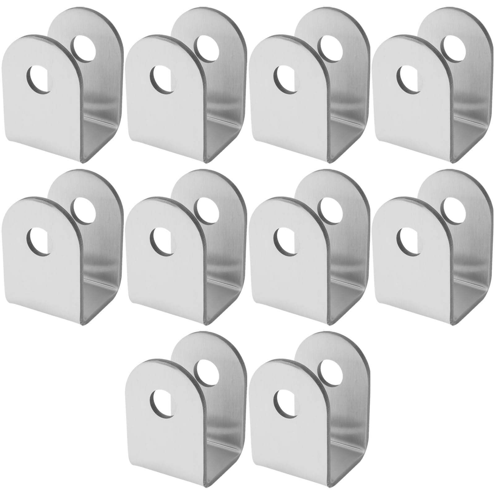 OTOTEC 10Pcs Home Installation U Bracket 304 Stainless Steel 2.5 mm Thickness 10mm Aperture for 25mm Panel, Restroom Partition