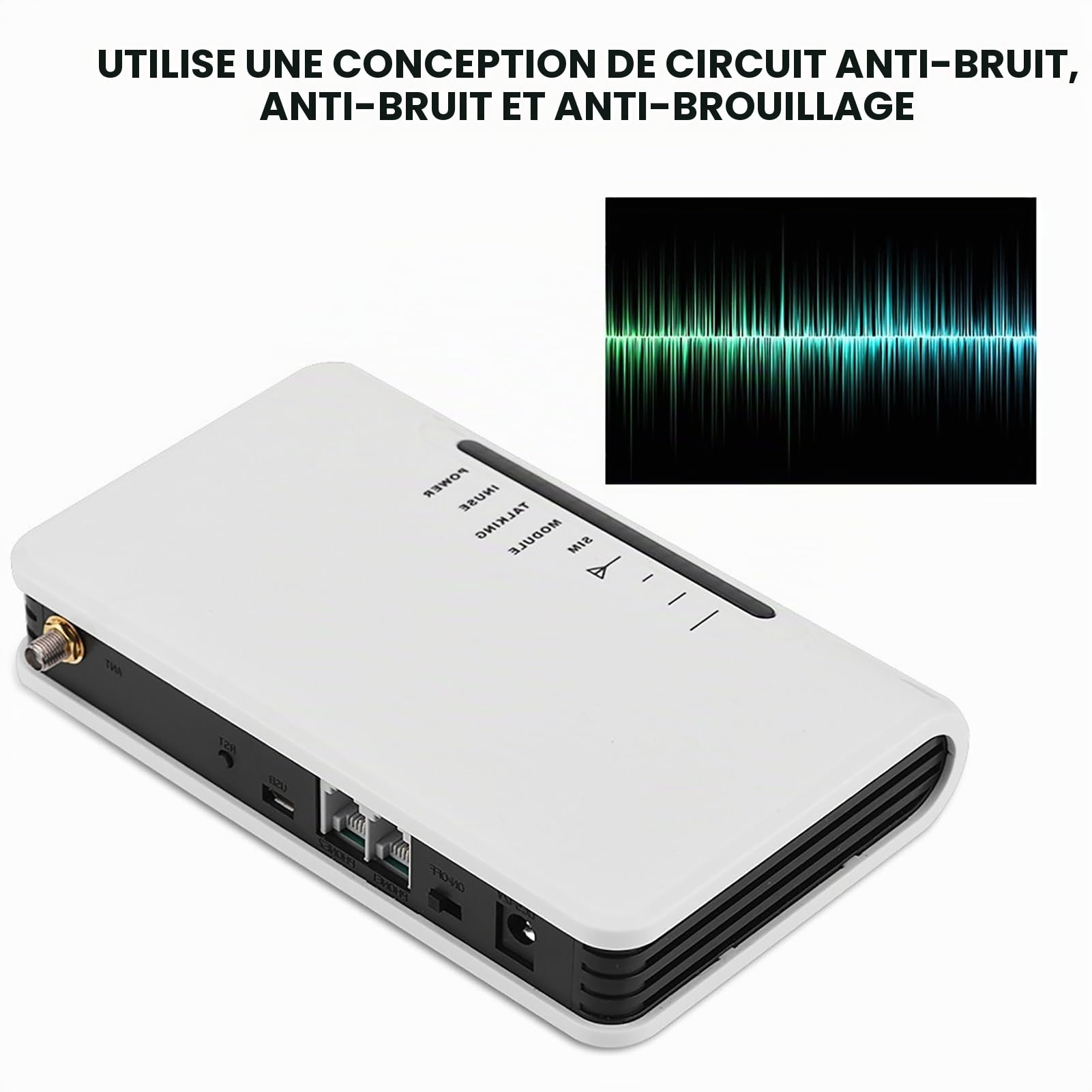 GSM passerelle analogique, terminal sans fil, module GSM Quadband 850/900/1800/1900 MHz, support de réception de téléphone fixe, réveil, boîte d'enregistrement (prise UE)