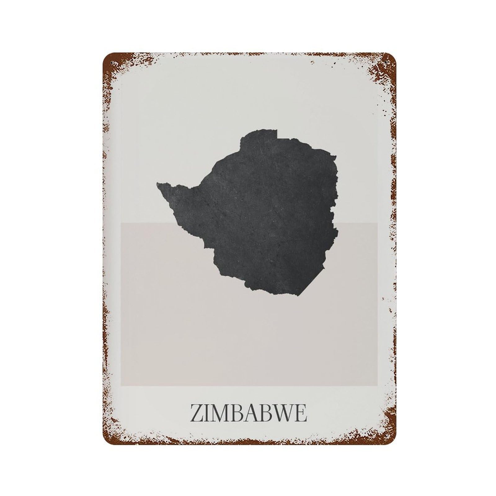 xiaoxiaoshen Zimbabwe Map Minimalist Boho Decor For Home Or Gift Wall Decor Art Metal Tin Poster Modern Home Decor Art Home Bar Shop Decorations Vintage Sign 40x30cm