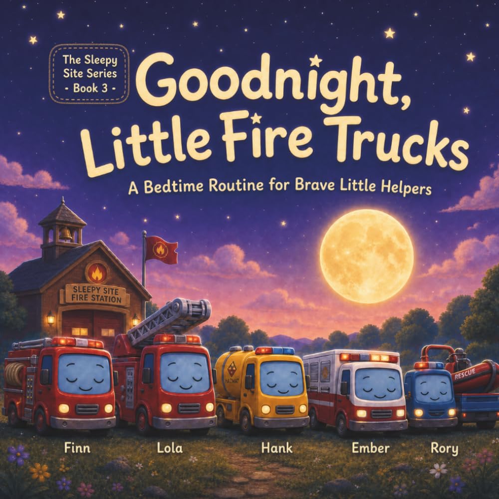 Goodnight, Little Fire Trucks: A Bedtime Routine for Brave Little Helpers — A Calm Toddler & Preschool Picture Book About Fire Trucks, Ambulance, and Rescue Vehicles (The Sleepy Site Series, Book 3)