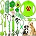 MULEVIP Giocattoli per Cani,Set Giochi Cane 15 Pezzi,Cotone Naturale,Corda da Masticare Resistenti e Lavabili per La Pulizia dei Denti,Cane Resistenti Grandi Cucciolo(Verde)