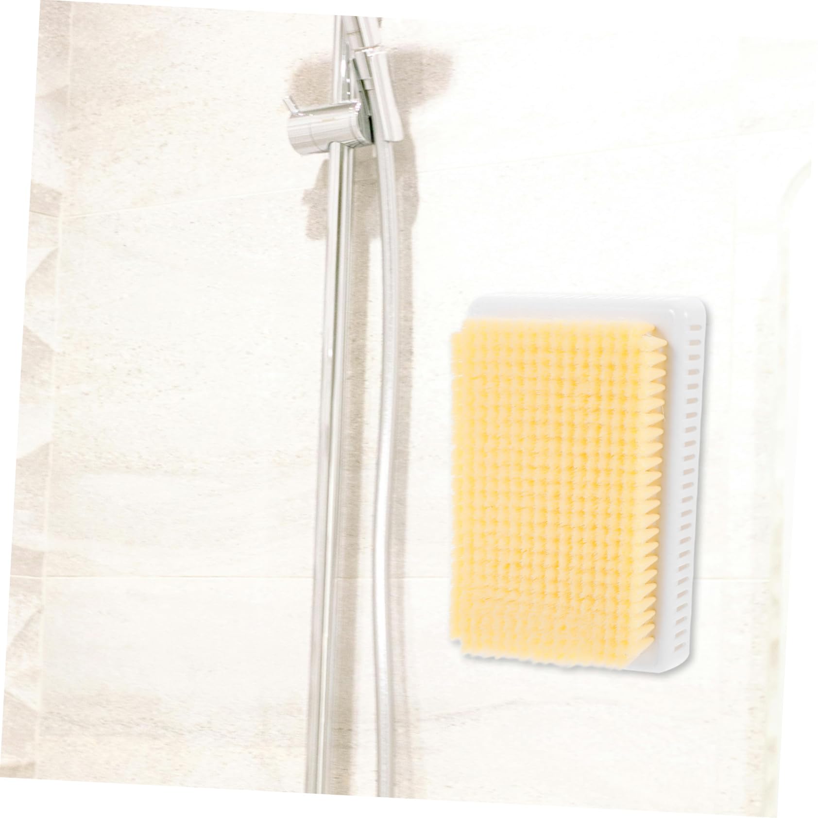BESTYASH Cepillo de Ducha para Espalda de Pared, Limpieza Profunda, Plástico, Adhesivo, para Baño y Ducha, Accesorio de Baño sin usar manos