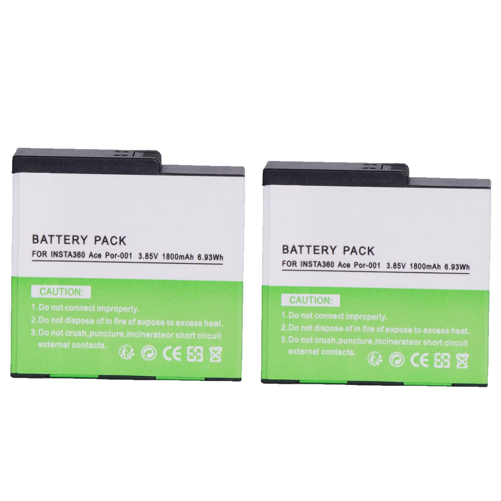 2-Pack Insta 360 Ace Ersatz Akku 1800mAh und USB Ladegerät Kompatibel mit insta360 Ace/Ace Pro/Ace Pro 2 Kamera