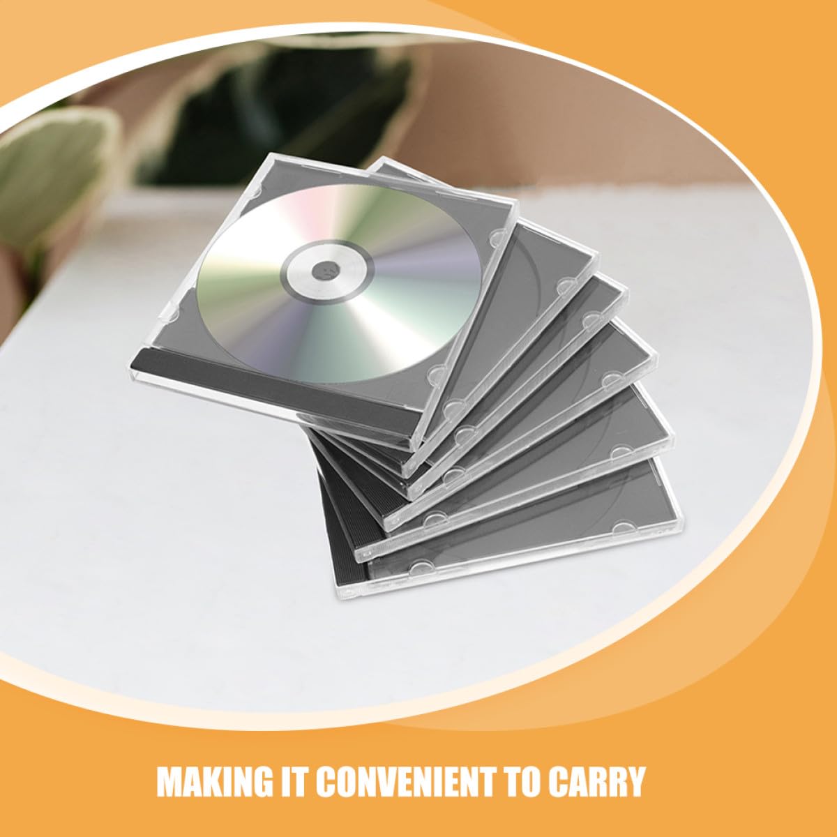 OUNONA Custodia per CD in Plastica Trasparente, Scatola Portaoggetti per CD Singolo Disco, Set da 10 Pezzi Protezione Antipolvere, Organizer Impilabile per Casa, Ufficio e Scuola