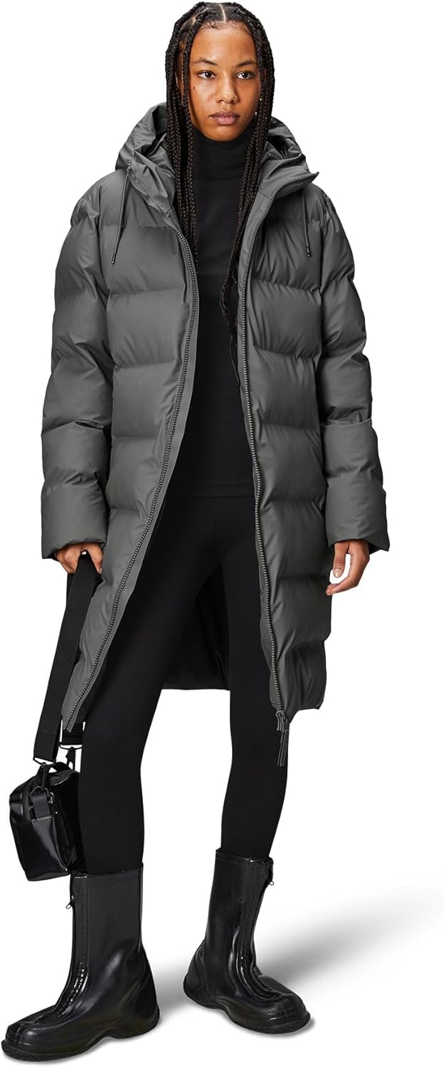 RAINS Alta Puffer Jacket - Waterproof Winter Coat, Insulated Hood, Lightweight, Fleece Pockets, Warm for Cold Weather - Image 8