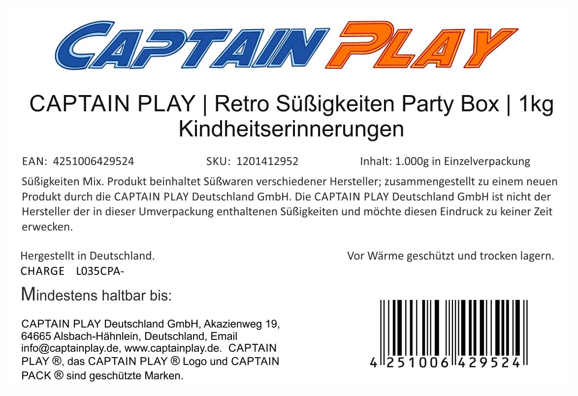CAPTAIN PLAY Scatola Regalo di Caramelle Retrò 1kg, Idea Regalo, Caramelle 1 kg