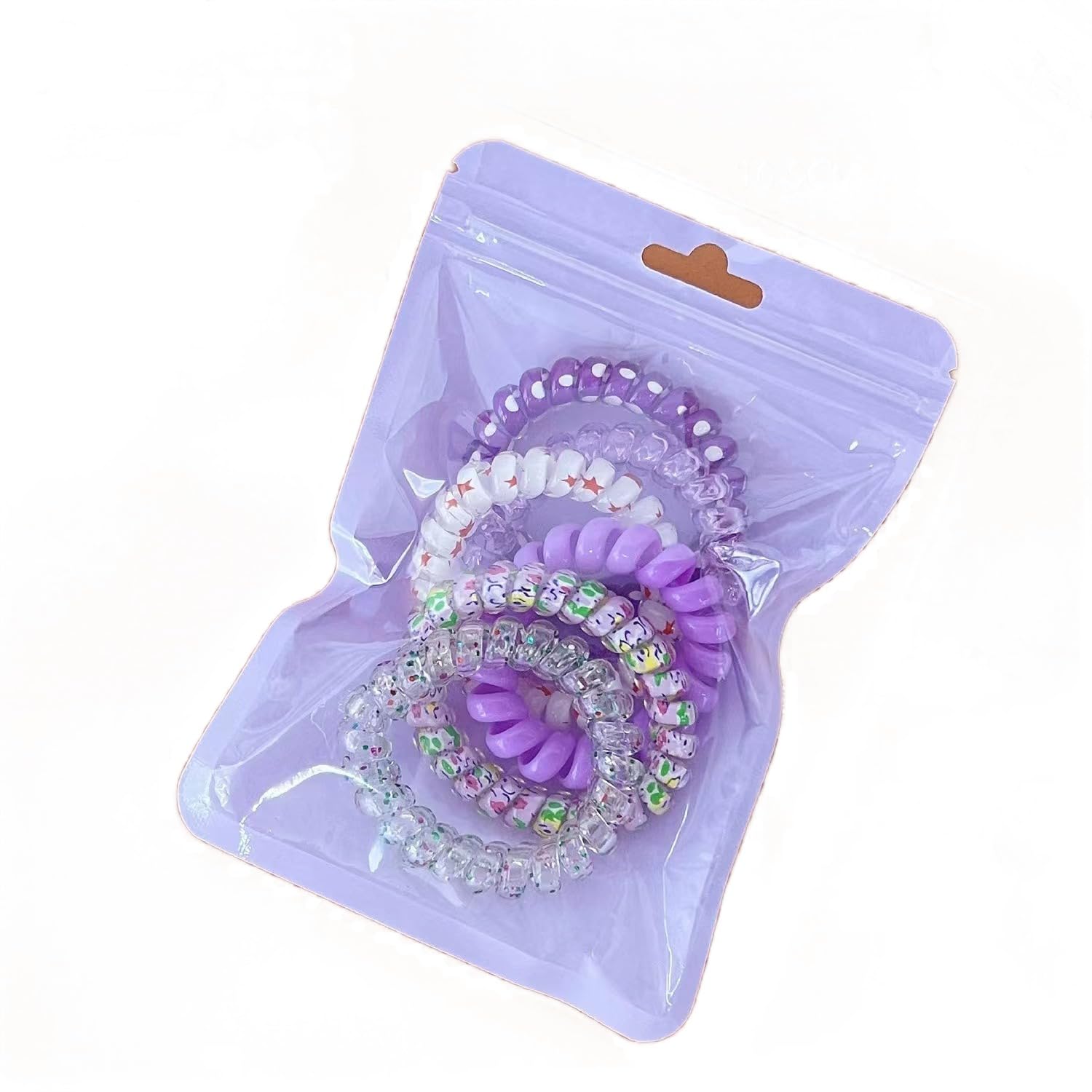 Waterproof Spiral Hair Ties, 6pcs/set Multicolour Ponytail Holders For Woman Girls Telephone Cord Hair Coils For Thin Hair (Purple)