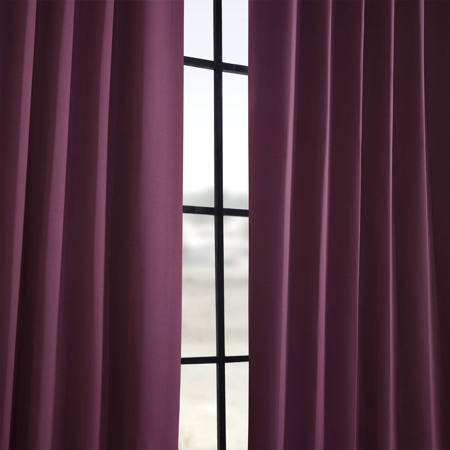 HPD Half Price Drapes Zasłona zaciemniająca do pokoju, sypialni i salonu (1 panel), 125 x 275 cm, kolor Aubergine