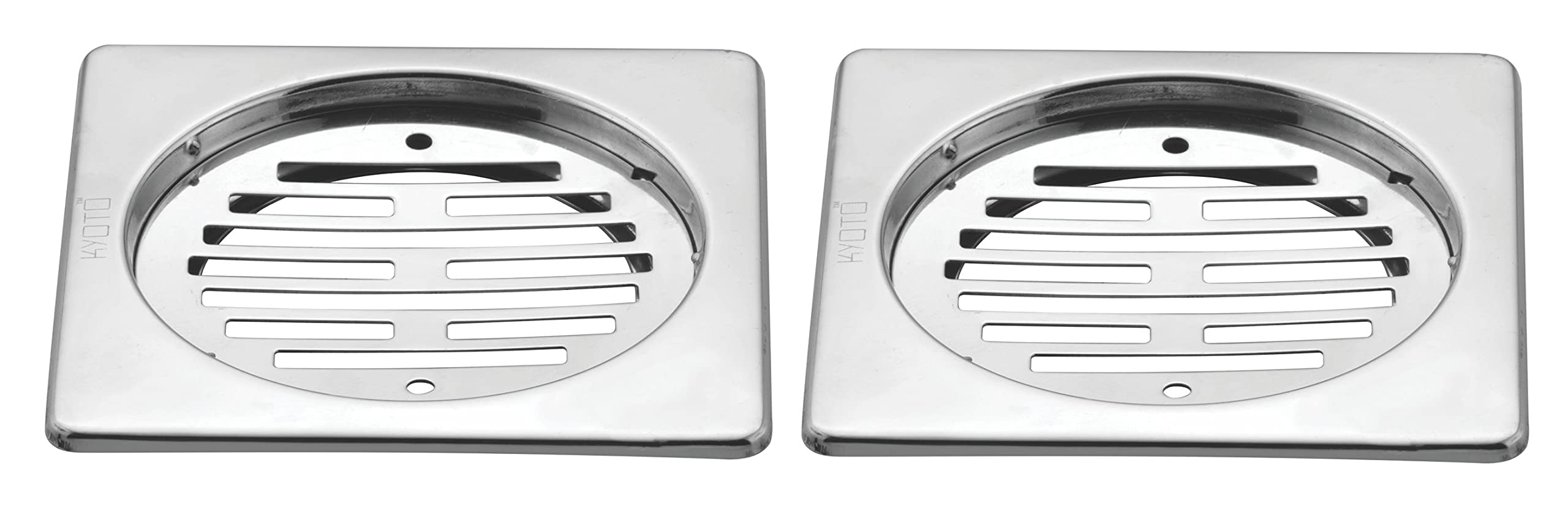 KYOTO (Lining) Square Lock Grating Stainless Steel Floor Drain Plain (5 INCH) with Chrome Finish Water Drain Cover/Jali/Floor Trap/Floor Grating for Bathroom & Kitchen (Pack of 2)