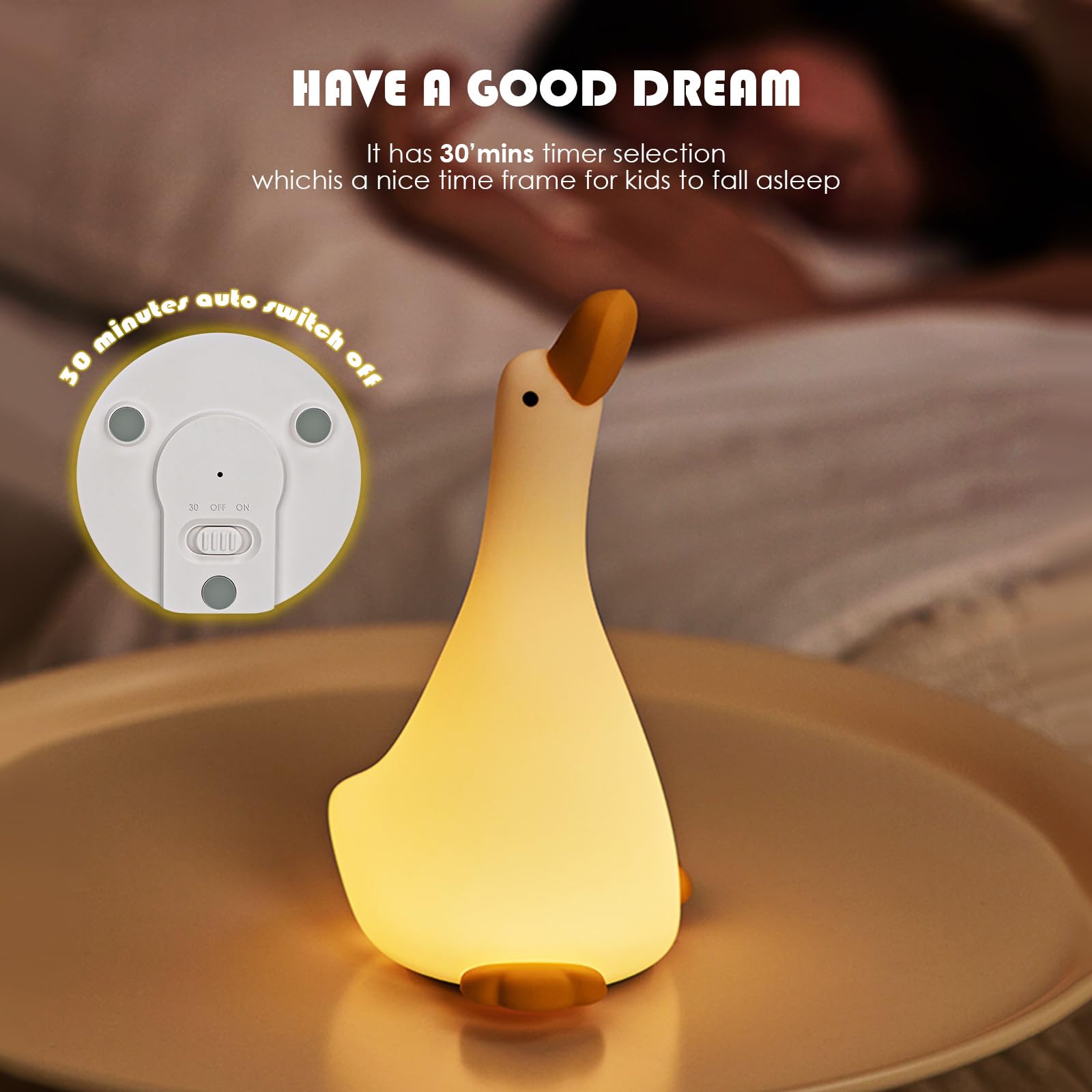 Luce notturna a forma di anatra, luce notturna per bambini, luce notturna per camera da letto