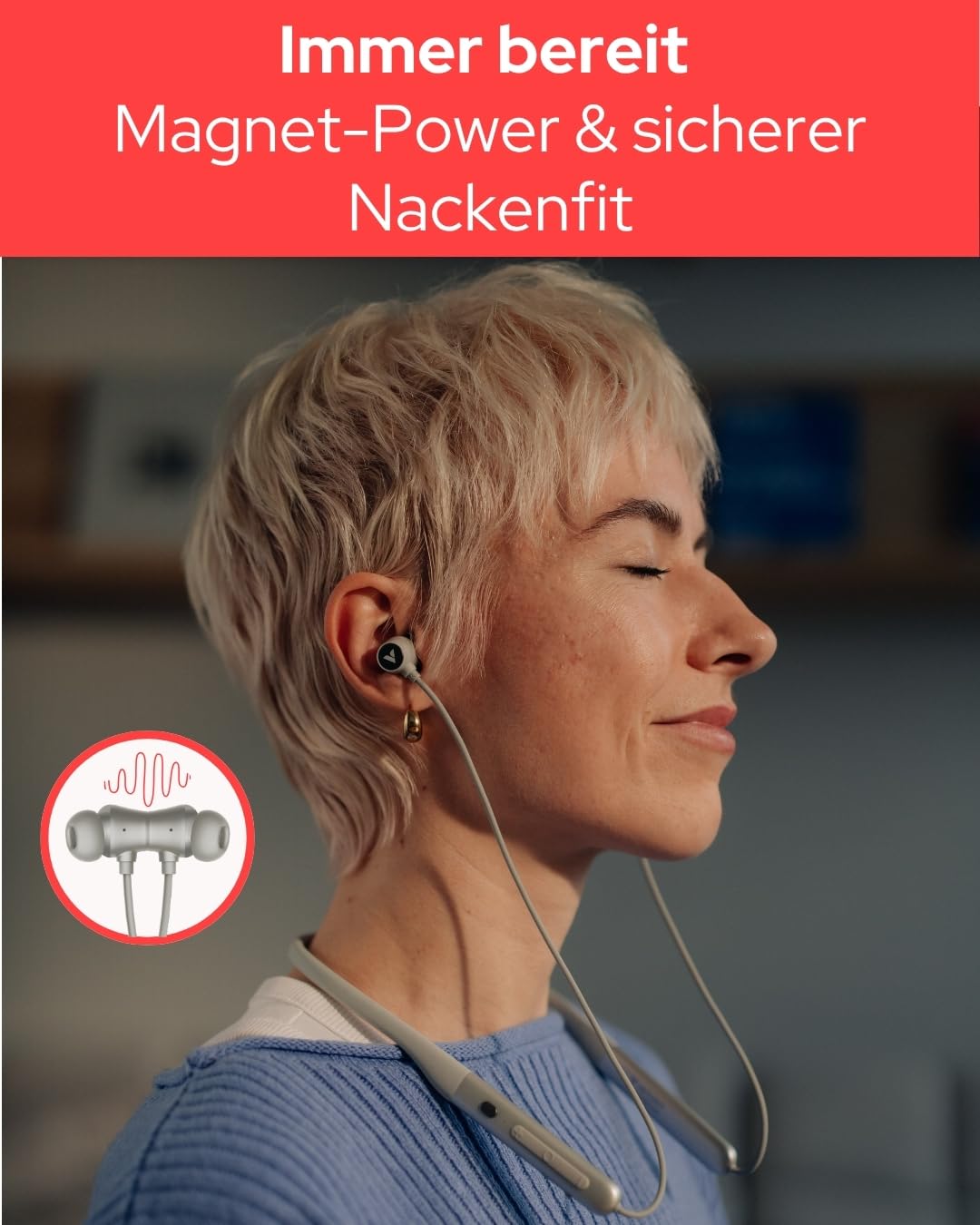Verbatim TruSound ANC opaska na szyję (szara) Bluetooth 5.4 z aktywną redukcją szumów mikrofonem 28 h czas pracy USB-C In Ear słuchawki do smartfona, tabletu i laptopa