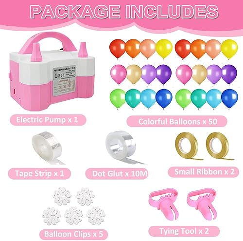 Miniatura 2 de Bomba eléctrica de globo de aire, portátil de 110 V 600 W, doble boquilla, inflador eléctrico de bomba de aire para decoración de fiestas con