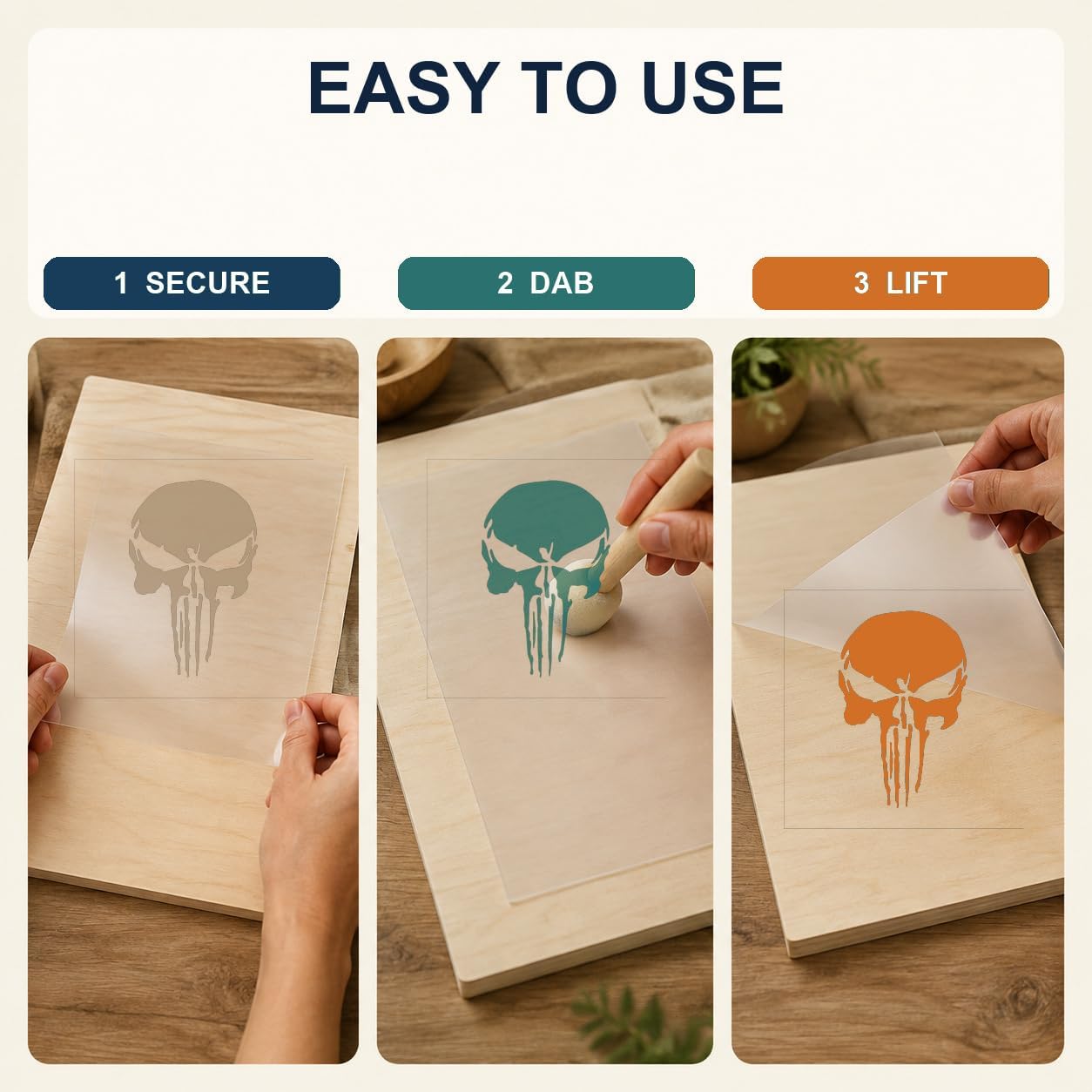 MAGJUCHE Skull Army Stencil 12 Inches, Reusable Stencil for Painting DIY Crafts Decor
