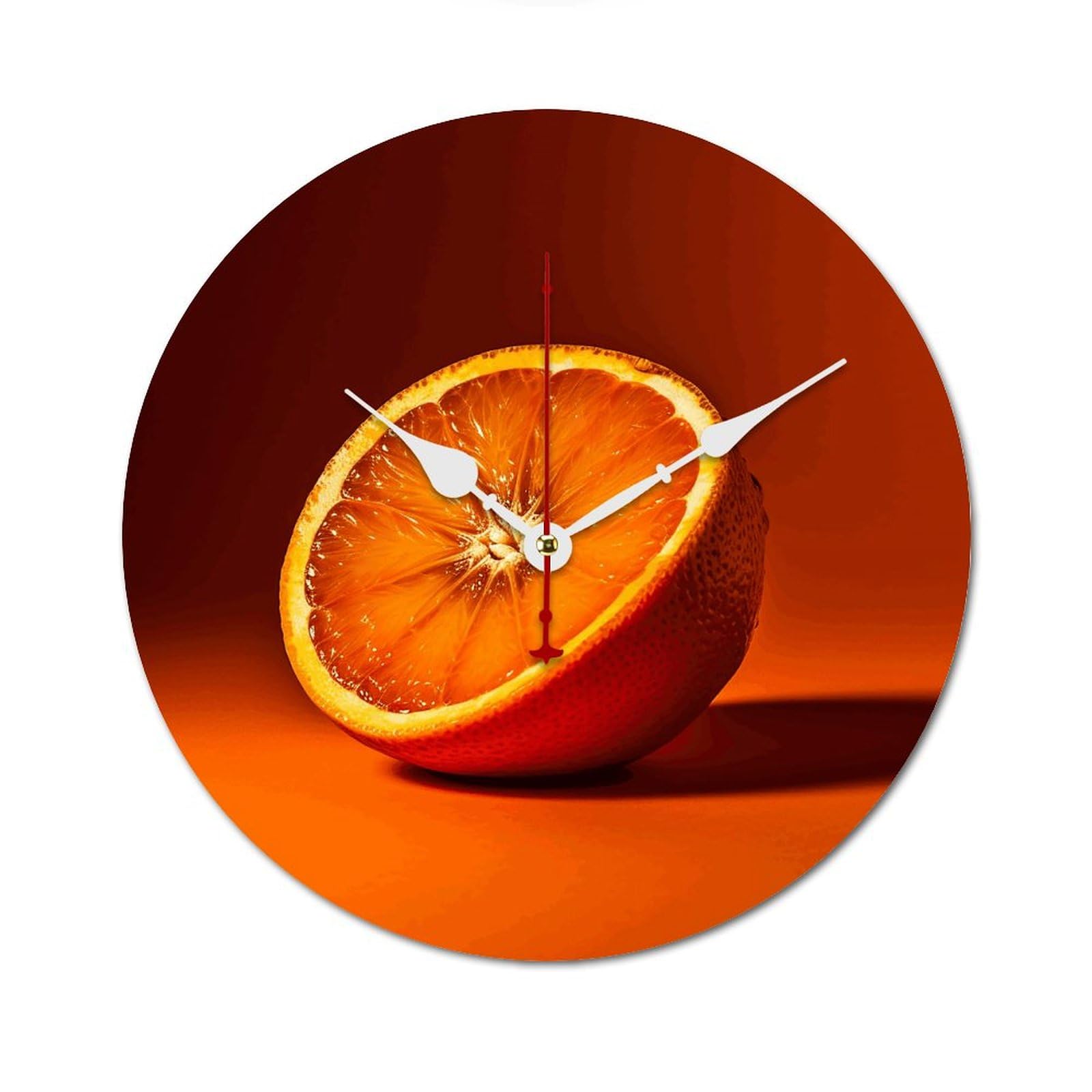 Horloge en bois orange sans tic-tac pour une chambre ou un bureau apaisant