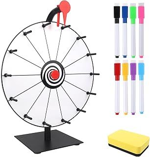Glücksrad zum Drehen, 30cm Glücksrad zum Selbstgestalten mit 14 Slots, Roulette-Spinner des Glücks, Spinnings Prize Wheel mit Radiergummi und Markierstift für Lotteriespiele Wortspiele