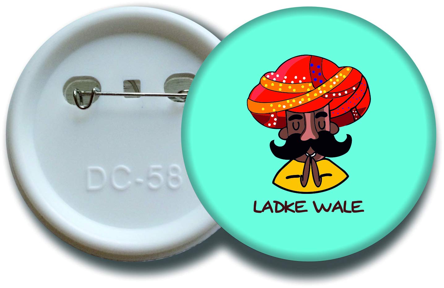 Ladke Wale Badge's with Safety Pin for Wedding and Events Badge, Round Pin Button Badge, Color-Sky Blue (Pack of 30)