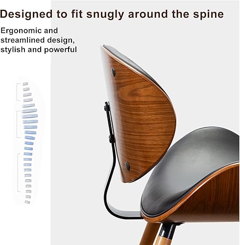 Miniatura 4 de YCKEGEW Sillas de comedor de cuero, silla tapizada de madera maciza de mediados de siglo, silla de maquillaje, silla de conchas en asiento acolchado