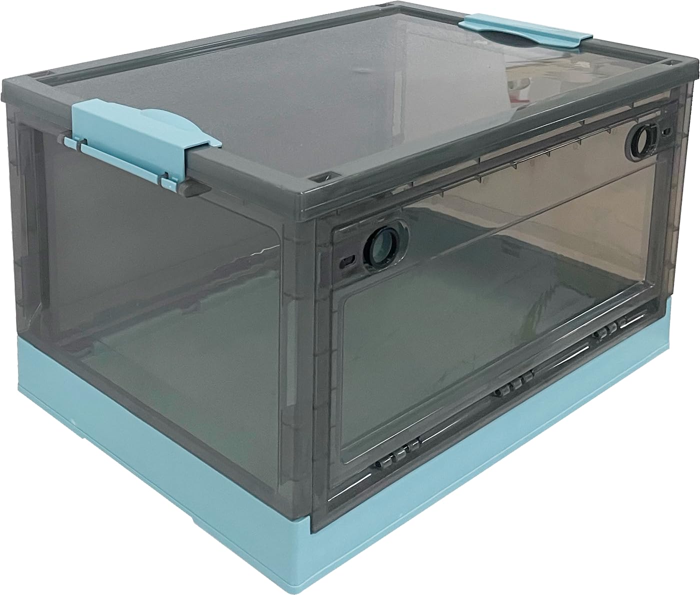 Large 55 L Storage Bin Organizing Container Clear Folding Organizer Box,Blue,4Pcs