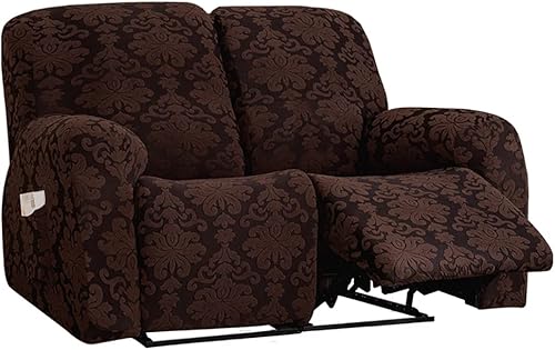 Miniatura 10 de JOKIVTOU Funda elástica para sillón reclinable con bolsillo, fundas de sofá reclinable de jacquard con estampado, protector de muebles con parte