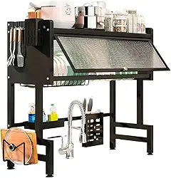 Escorredor de Louça Suspenso com Porta Organizador para Pia Cozinha 65cm Multifuncional Porta Copos Talheres Tábua até 30kg Preto Brinovar