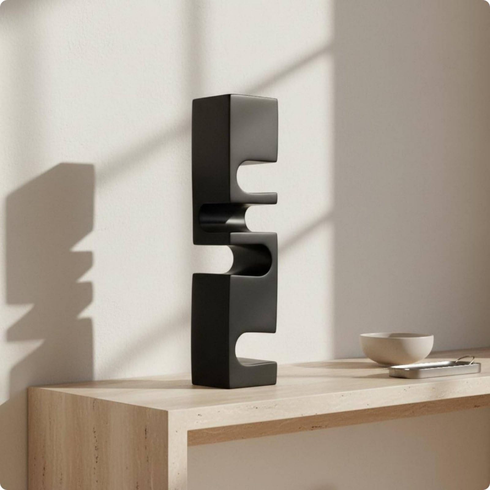 Colcolo Skulptur Abstrakte Harz Skulptur Statue Figur Dekoobjekt Nordischer Minimalismus mit Sanften Vertiefungen Leichtes Kunstharz für Einrichtung Wohnzimmer Hotelzimmer, Weiß, 9-9-38cm