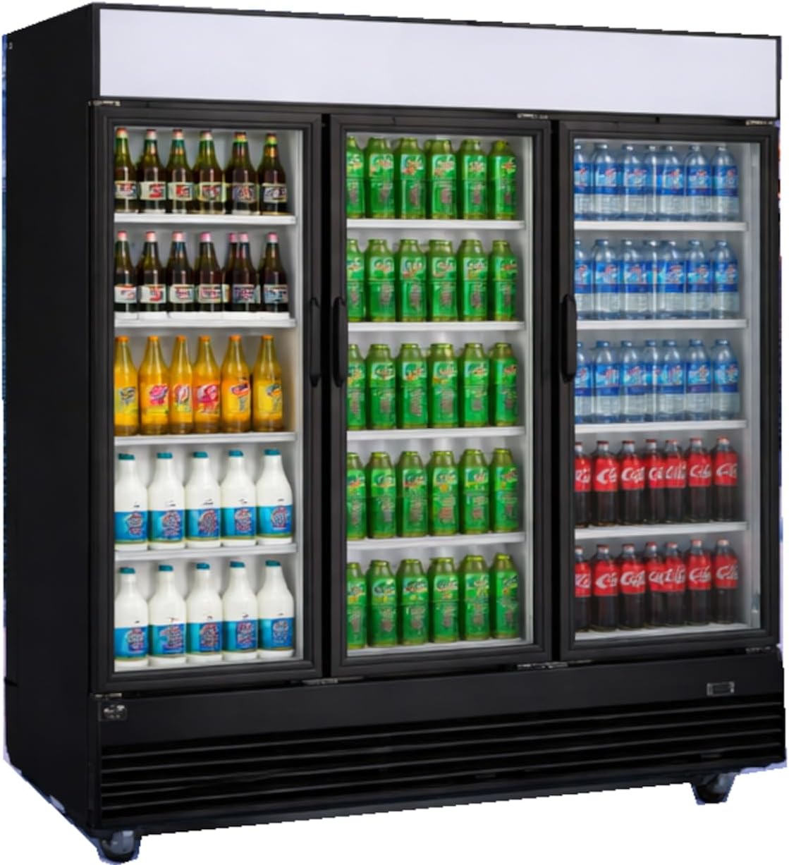 Commercial Refrigerator Glass 3-door Swing NSF Merchandiser Beverage Display Cooler Beverage Drink Cooler, ETL,NSF certified, Upright, Capacity 69 cuft, 74" Width 110V GDM-69Bdup