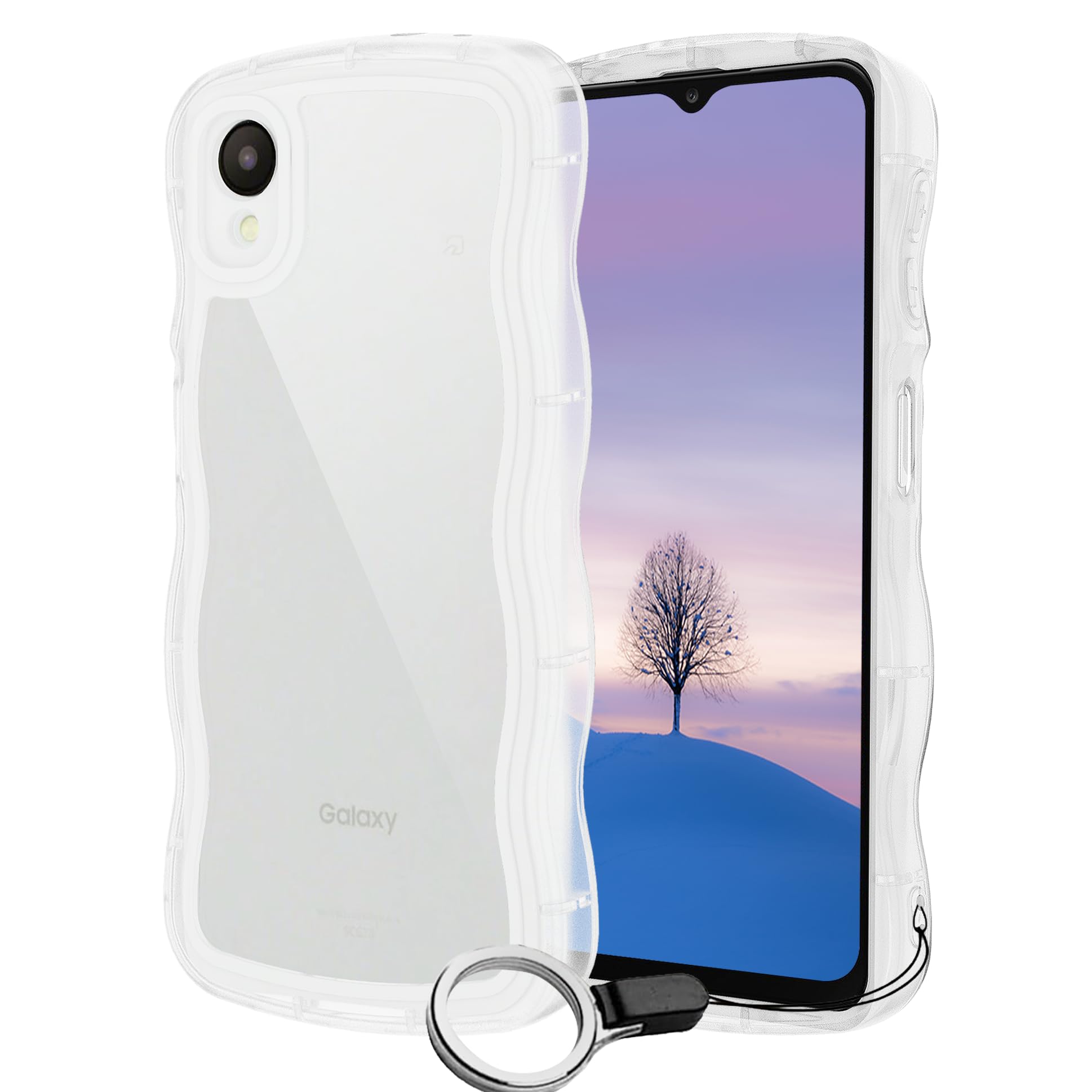 Galaxy A23 5G ケース クリア ウェーブ SC-56C SCG18 TPU波状のバンパー 透明 スマホケース かわいい うねうね アクオス ギャラクシーA23 SC-56C SCG18 ウェーブ デザイン 可愛い 韓国 女性用 薄型 人気 おしゃれ 耐衝撃 ストラップホール付き(クリア)