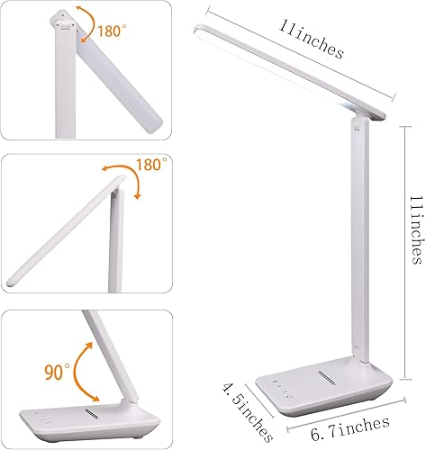 Miniatura 3 de Lámpara de escritorio LED regulable con puerto de carga USB, 5 modos de iluminación, control sensible, lámparas de escritorio plegables portátiles