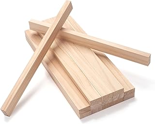 Square Wooden Dowels for Crafts, Wood Trim Strips Slats for Wall 1/2" × 1" × 12", 15 PCS Wood Dowel Rods Wooden Sticks for Crafts, Unfinished Hardwood Sticks Flat Lumber Boards for Woodworking