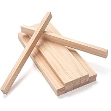 Wooden Dowels for Crafts, Wood Trim Strips Slats for Wall 1/2" 1" 12", 15 PCS Wooden Sticks for Crafts, Square Wood Dowel Rods, Unfinished Hardwood Sticks Flat Lumber Boards Planks for Woodworking