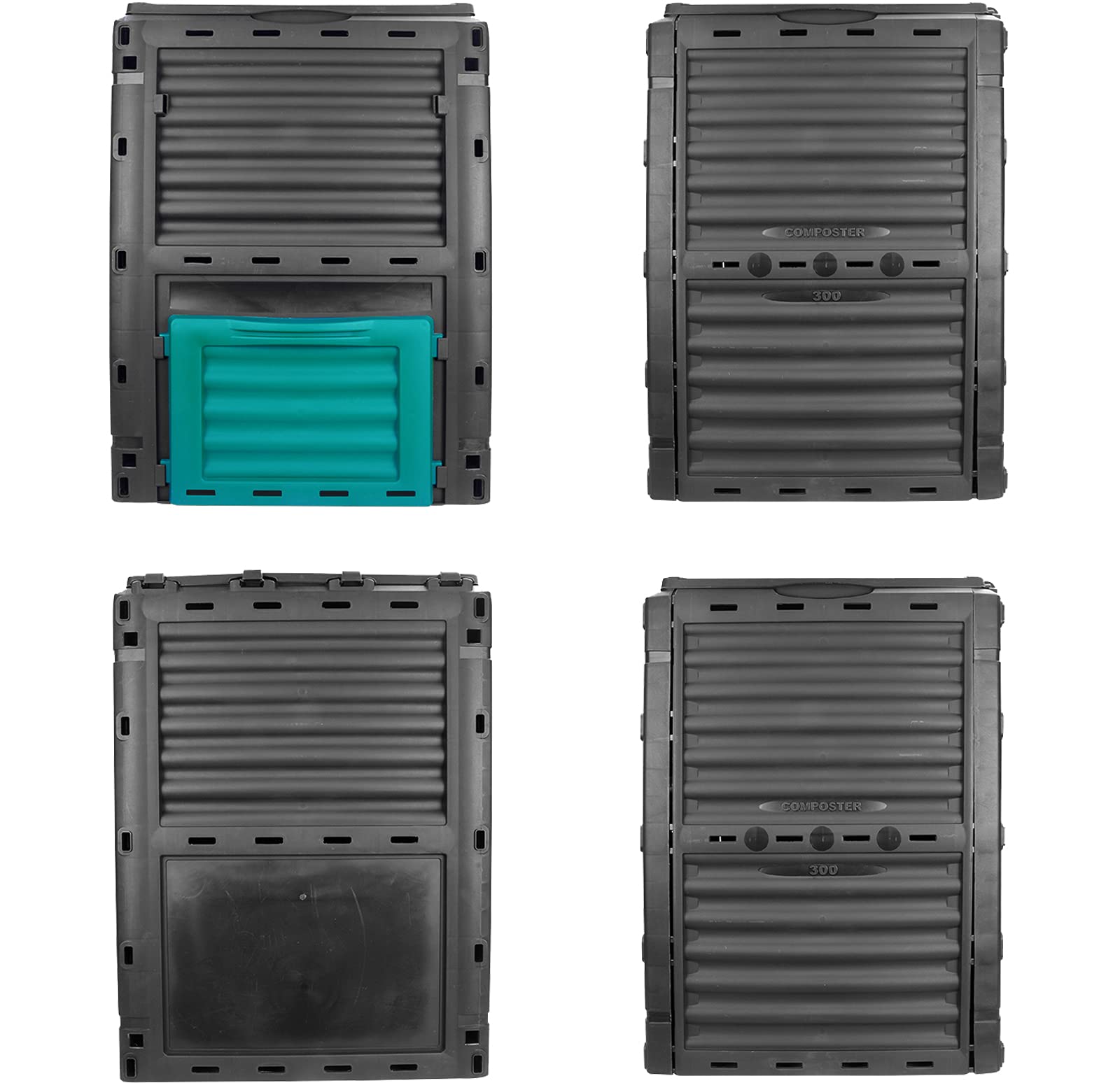 DMS® KP-300 kompostownik ogrodowy, termiczny, 300 litrów, z tworzywa sztucznego, odporny na warunki atmosferyczne, 82 x 61 x 61 cm, czarny/niebieski