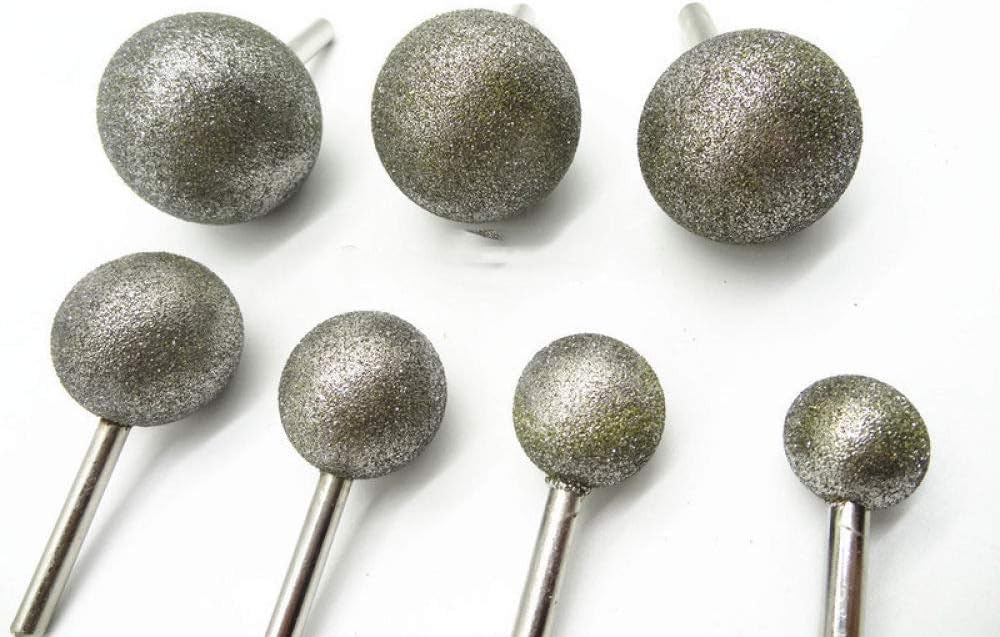1 broca de diamante de cabeza esférica de 6 mm/8 mm, puntas montadas, puntas redondas gruesas para taladro de piedra, metal, 40 mm (vástago de 8 mm)