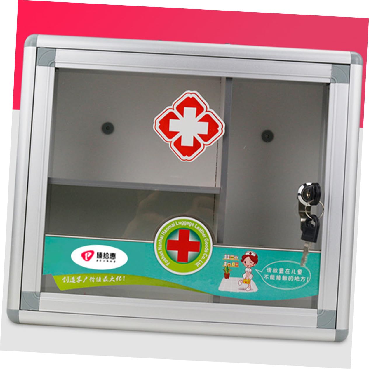 Notfall medizinbox Aluminiumlegierung mit Schloss Wandmontage und Tragbar Aufbewahrungsbehälter für Erste hilfe kit Zuhause Outdoor und Reise Silber