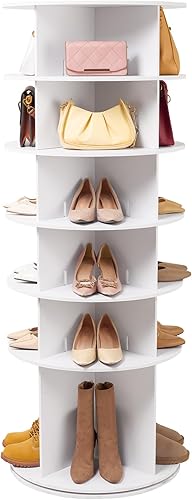 Miniatura 9 de VEVOR Zapatero giratorio de 6 niveles, exhibición de zapatos giratoria de 360, zapatero giratorio de almacenamiento, carrusel redondo, organizador