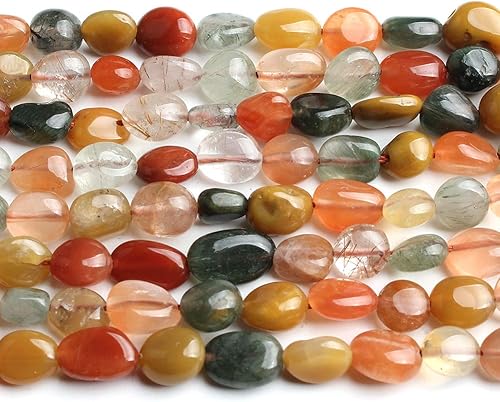 Miniatura 4 de HAAMIIQII 45 cuentas de cuarzo rutilado mixto natural de 0.197-0.315 in de forma libre irregular, cuentas de piedras preciosas sueltas para hacer