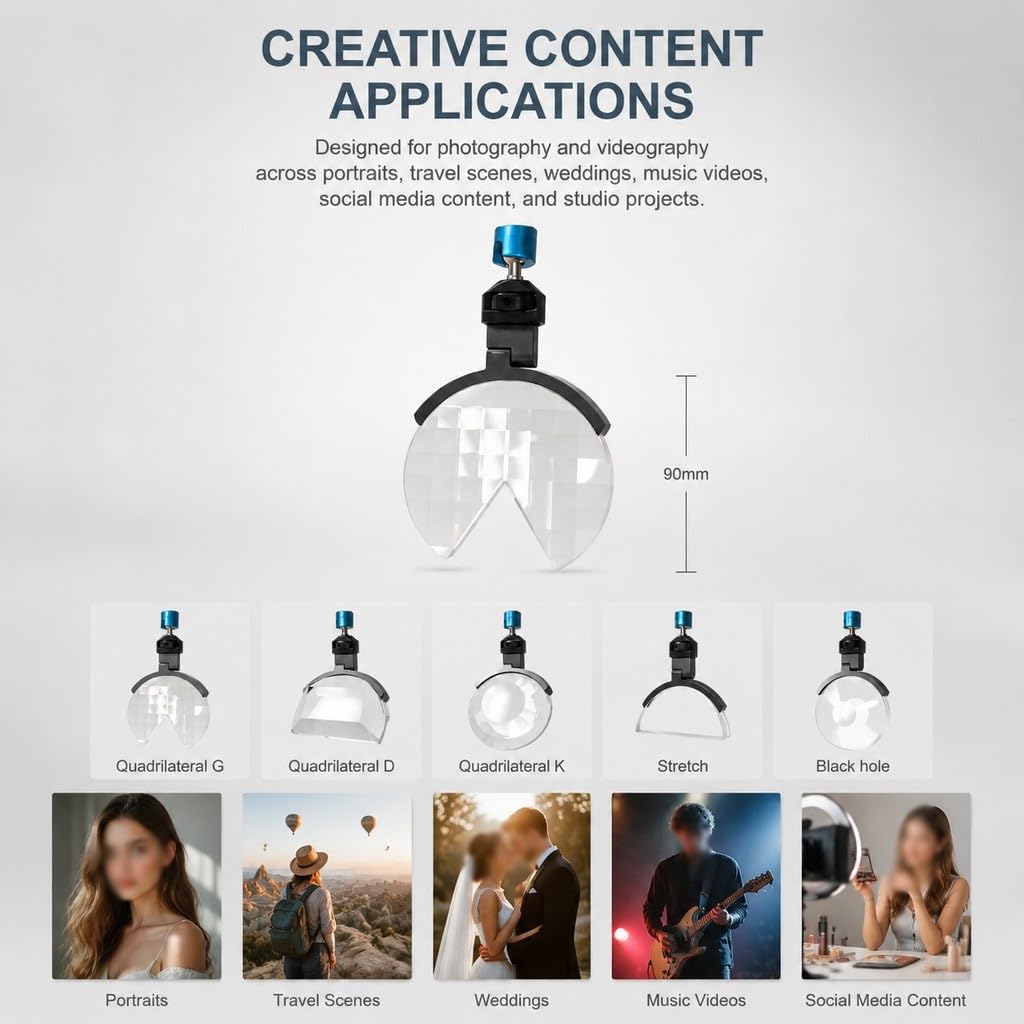 Kit di filtri prismatici portatili da 90 mm, 5 effetti prismatici creativi