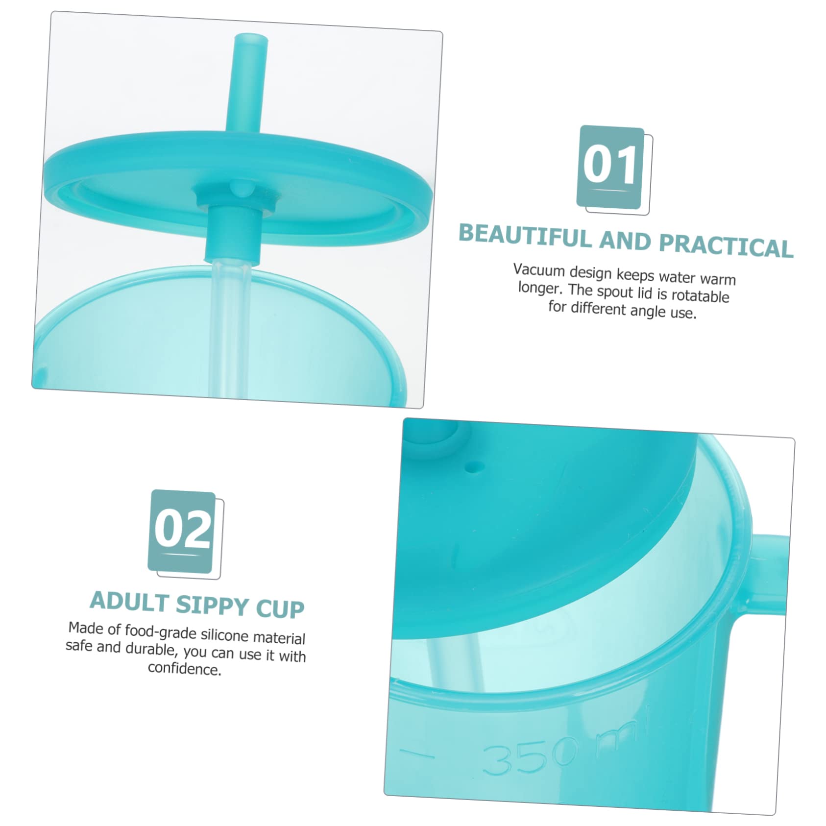 3 Pezzi Tazza Antigoccia per Anziani con Cannuccia e Manici Bicchiere Ergonomico per Pazienti Disabili e Convalescenti per Diete Liquide e Comfort