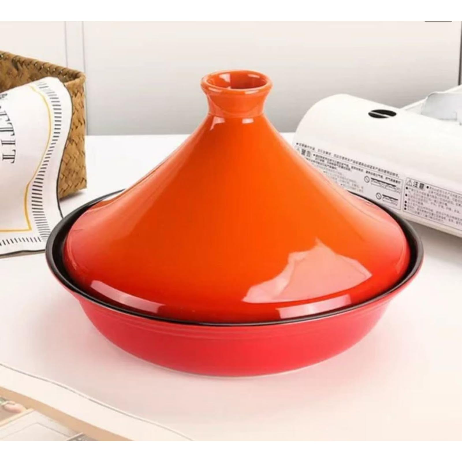 Olla tagine marroquí para cocinar 1 olla tajina de 6 l Base marroquí Tapa de cerámica Olla de utensilios de cocina más fina Olla de cocina para olla de estofado para olla de sopa