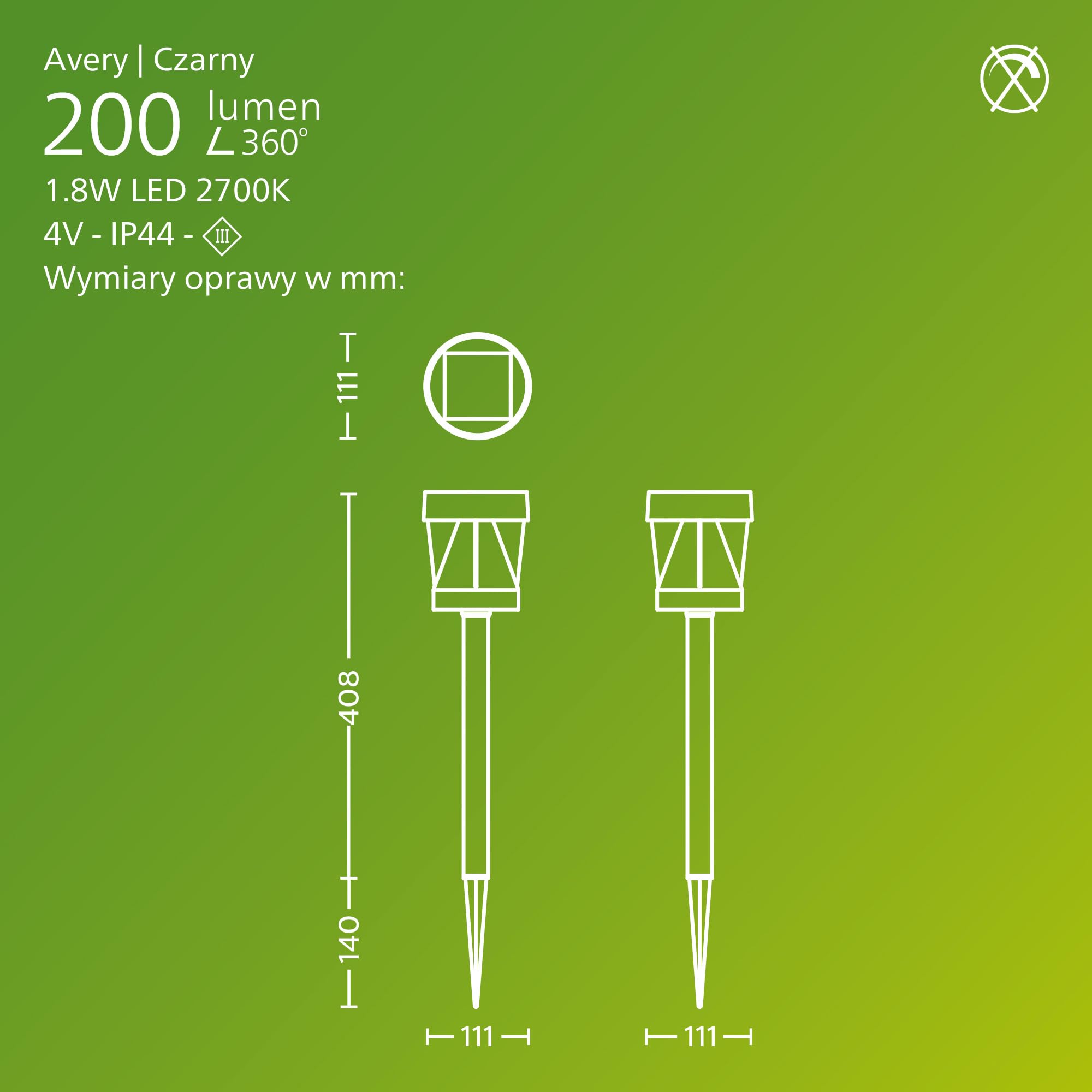 Philips Avery Zewnętrzna Lampa Solarna Pedestal, 2700 K, 200 lm, Czarna