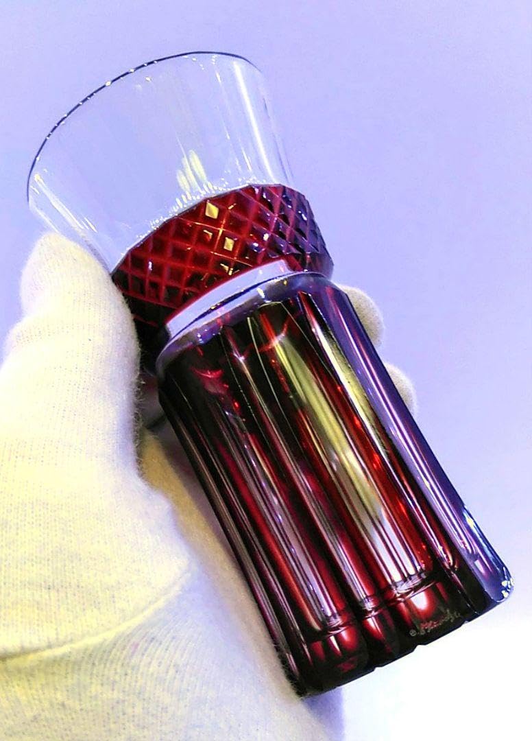 Amazon.co.jp: 島津薩摩切子 薩摩ガラス工芸 切子麦酒器揃 紅 藍 