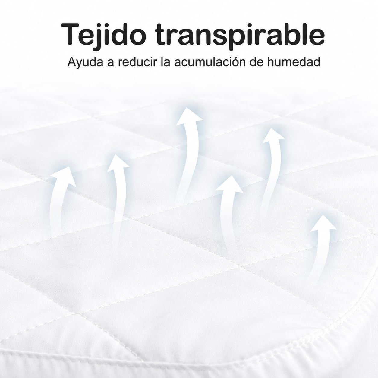 Protector Colchón Acolchado Impermeable 180x190/200 cm, Cubrecolchón con Relleno de Fibra, Transpirable, Silencioso y Ajustable hasta 30 cm, Suave, Antiácaros y Lavable