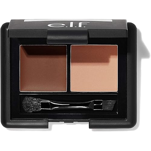 e.l.f, Eyebrow Kit, Brow Powder and Wax Duo, Long Lasting, Defines, Shapes, Fills, Contours, Medium, Fuller, Thicker, More Defined Brows, Brush Included, 0.13 Oz
