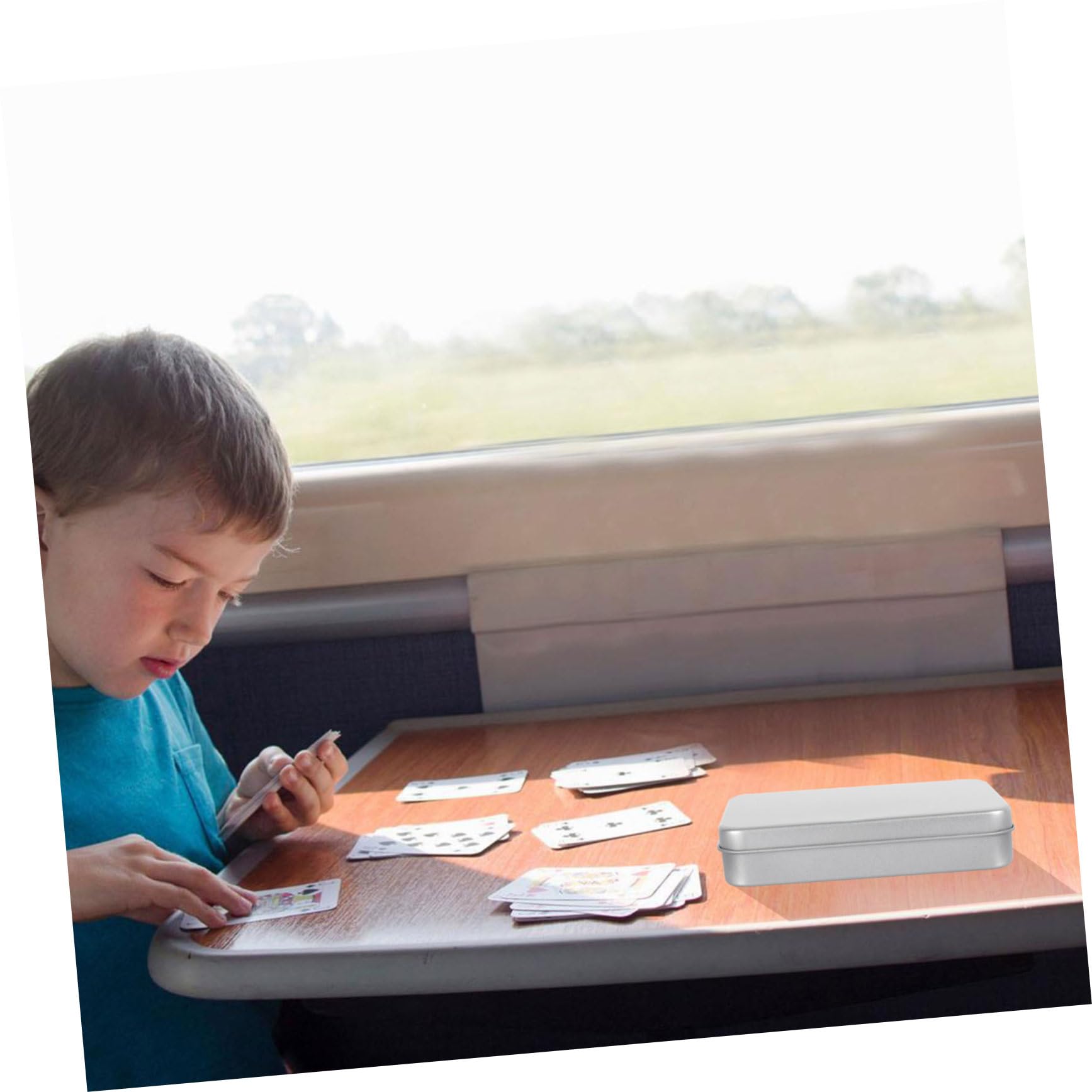 4piezas Caja Rectangular De Almacenamiento Para Cartas De Contenedor De Hojalata Multiusos Para Tarjetas Fotos y Objetos Pequeños Práctico Estuche Portátil