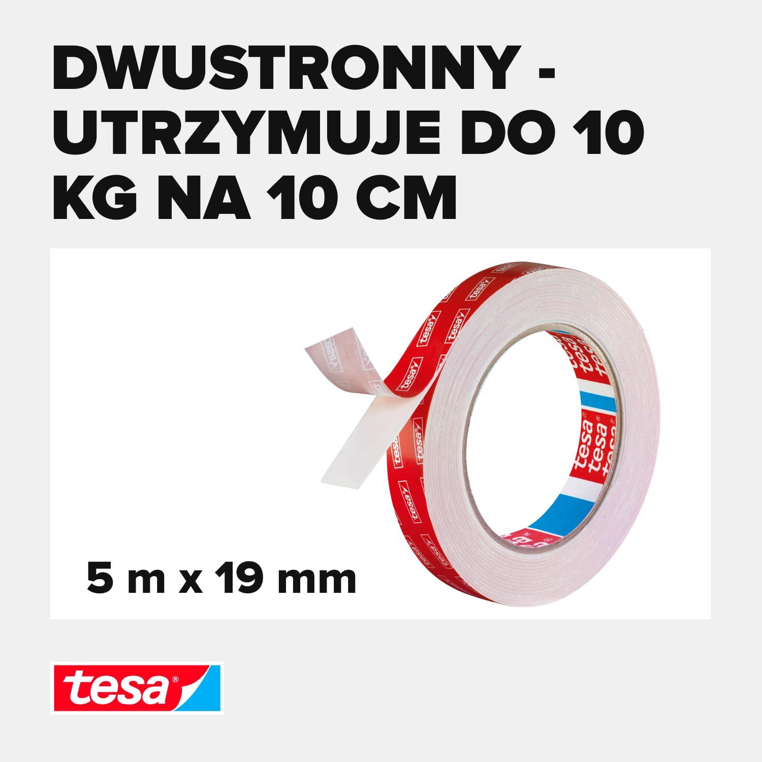 Tesa PowerBond 55792-00001-00 Taśma Montażowa, Biały, 5m x 19mm