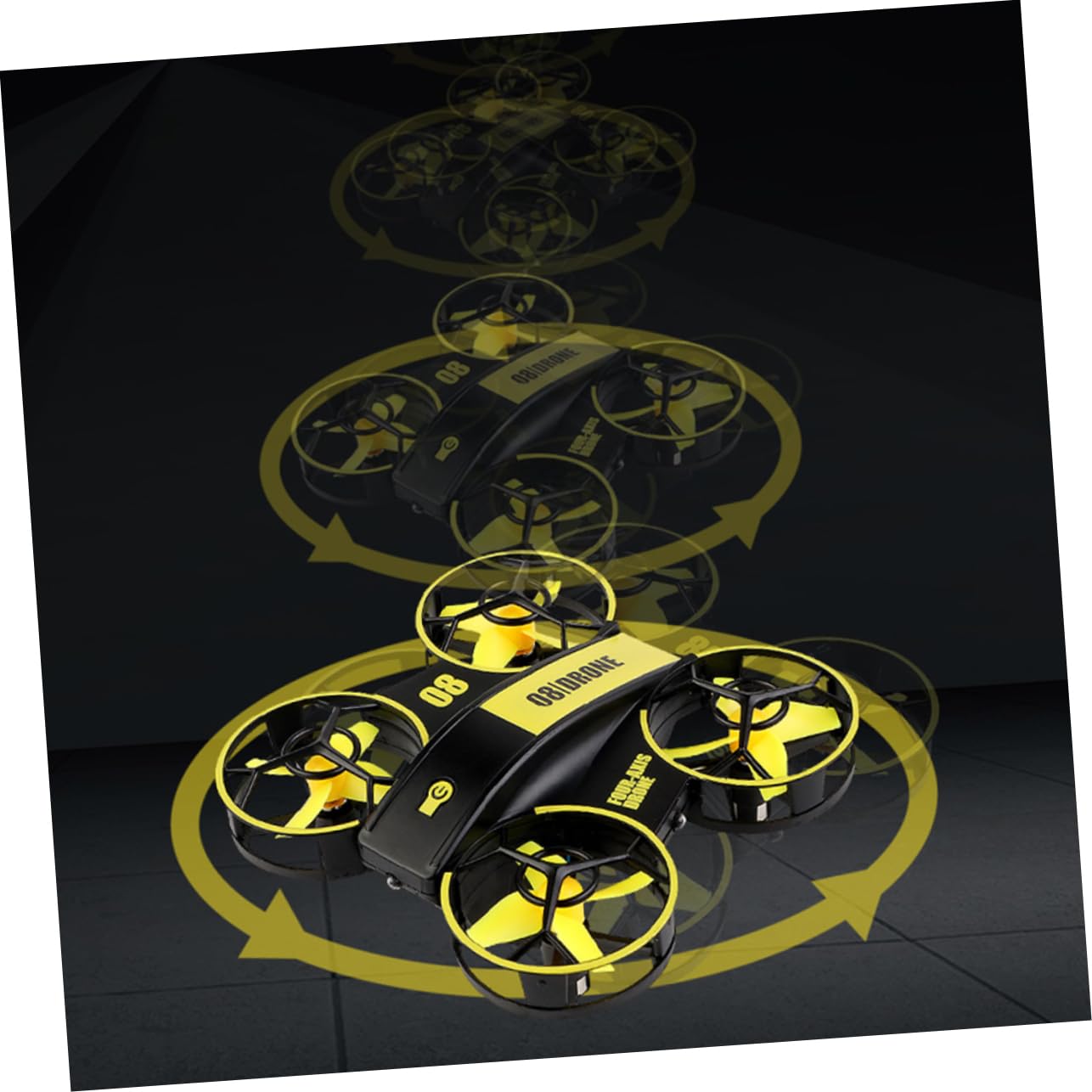 Toyvian Mini Quadricottero Rc Luce LED e Protezione da Caduta, Batteria Litio 3.7v 300mah, 3 Velocità Regolabili per Notturno Divertente