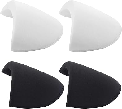 2 Pair Shoulder Pads for Women Set-in Shoulder Pads Sponge Pads Padded Tank Tops for Women Knitwear Blazer Suit T-Shirt Jacket Sewing Accessories Black+ White