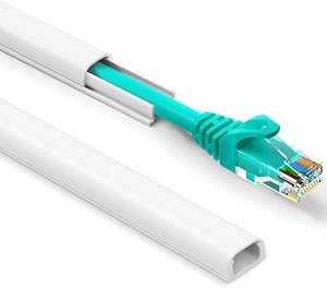 One Cord Cover Wall - 153in Mini Wire Hider, Cable Cover for Hiding Speaker Wire, Baby Monitor Cord - Paintable Wires Channel for Cable Concealer, 9X L17in W0.5in H0.3in, CMR05 White